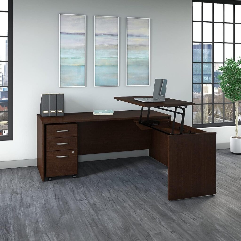 Bush Business Furniture Series C Sit to Stand L Shaped Desk